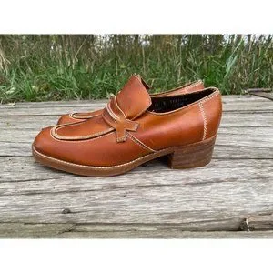 Vintage 1970s Mens Pedwin Leather Platform Stacked Heel Loafer Shoes 8.5D Vintage Men main image 4